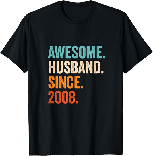 Awesome Husband Since 2008 17th wedding anniversary 17 years T-Shirt - T-Shirt | Black
