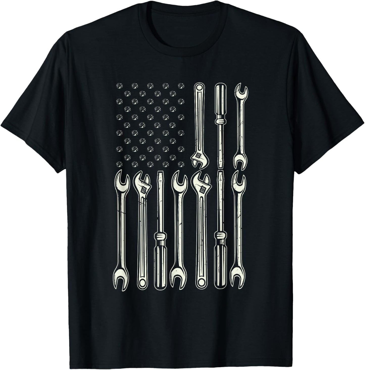 Mechanic USA Flag Patriotic Flag Mechanic T-Shirt - T-Shirt | Black