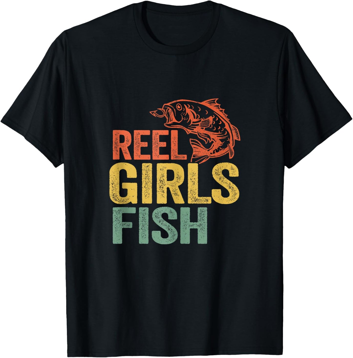 Reel Girls Fish Bass Fishing Funny Fisherwoman Mom Fishing T-Shirt - T-Shirt | Black