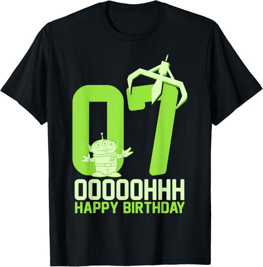 Disney Pixar Toy Story Alien OOOOH Happy 7th Birthday T-Shirt - T-Shirt | Black
