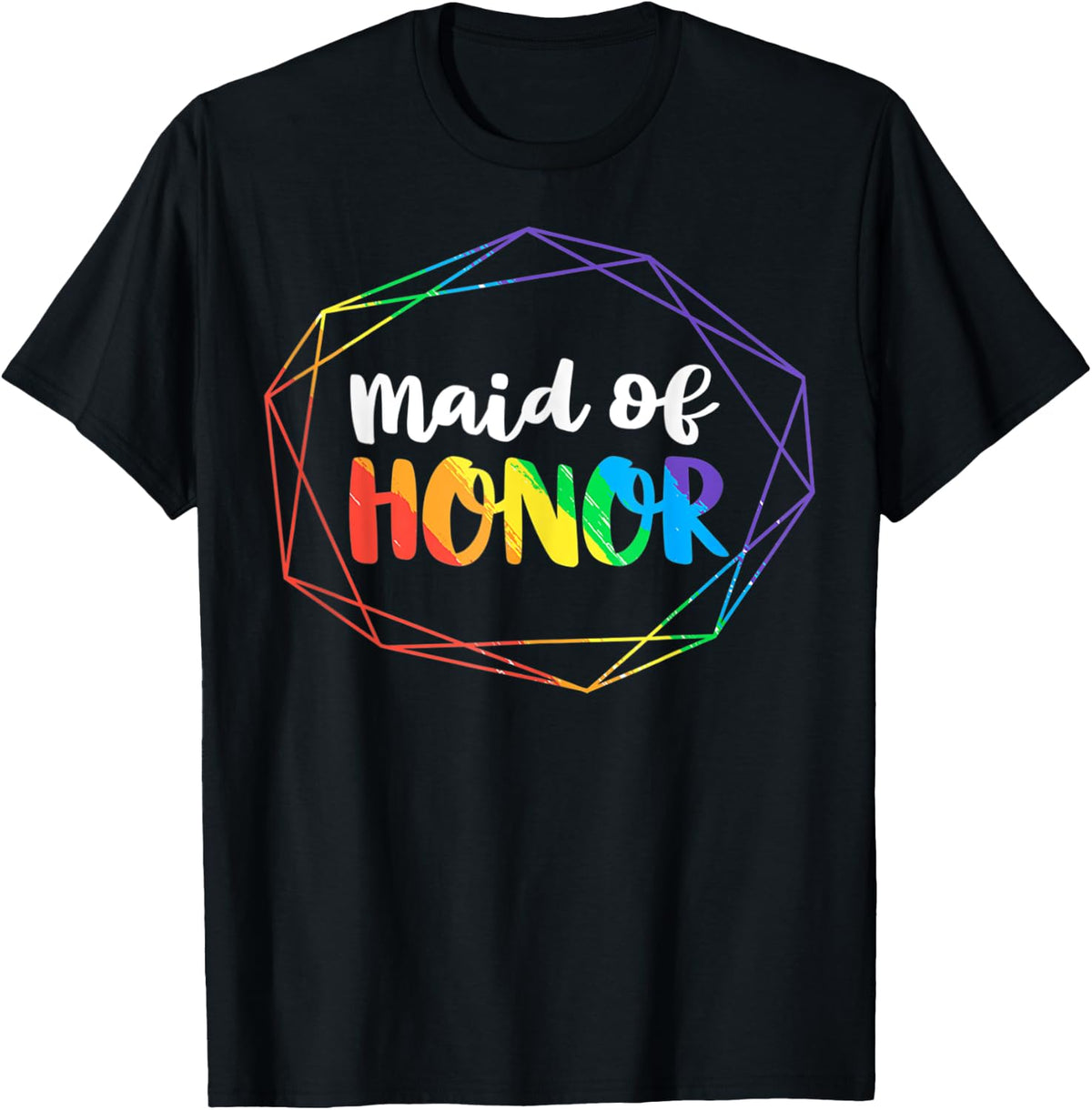 Maid of Honor Lesbian Bachelorette Party Diamond Wedding T-Shirt - T-Shirt | Black