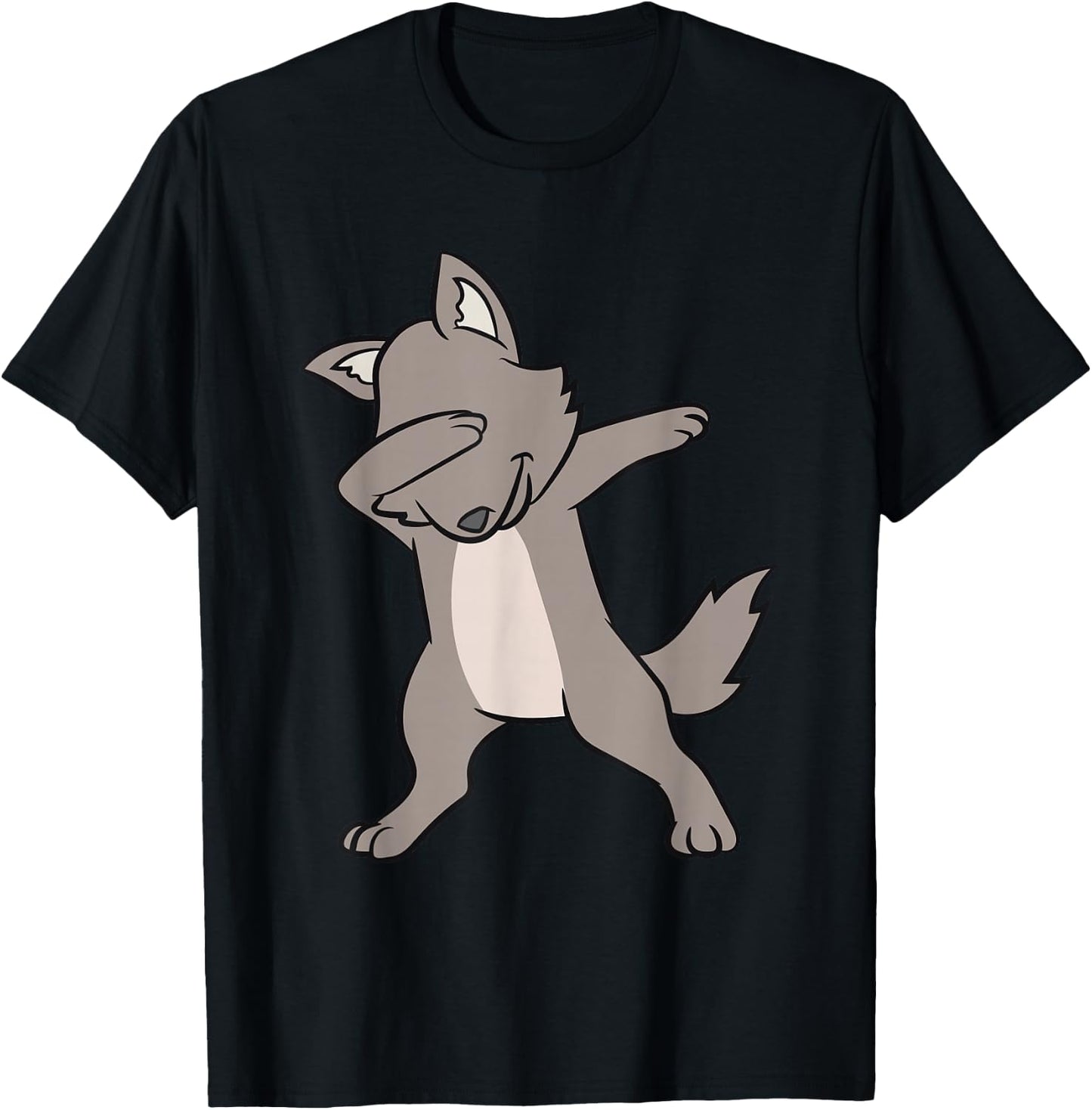 Dabbing Wolf Funny Wolf Lover Cute Wolves T-Shirt - T-Shirt | Black