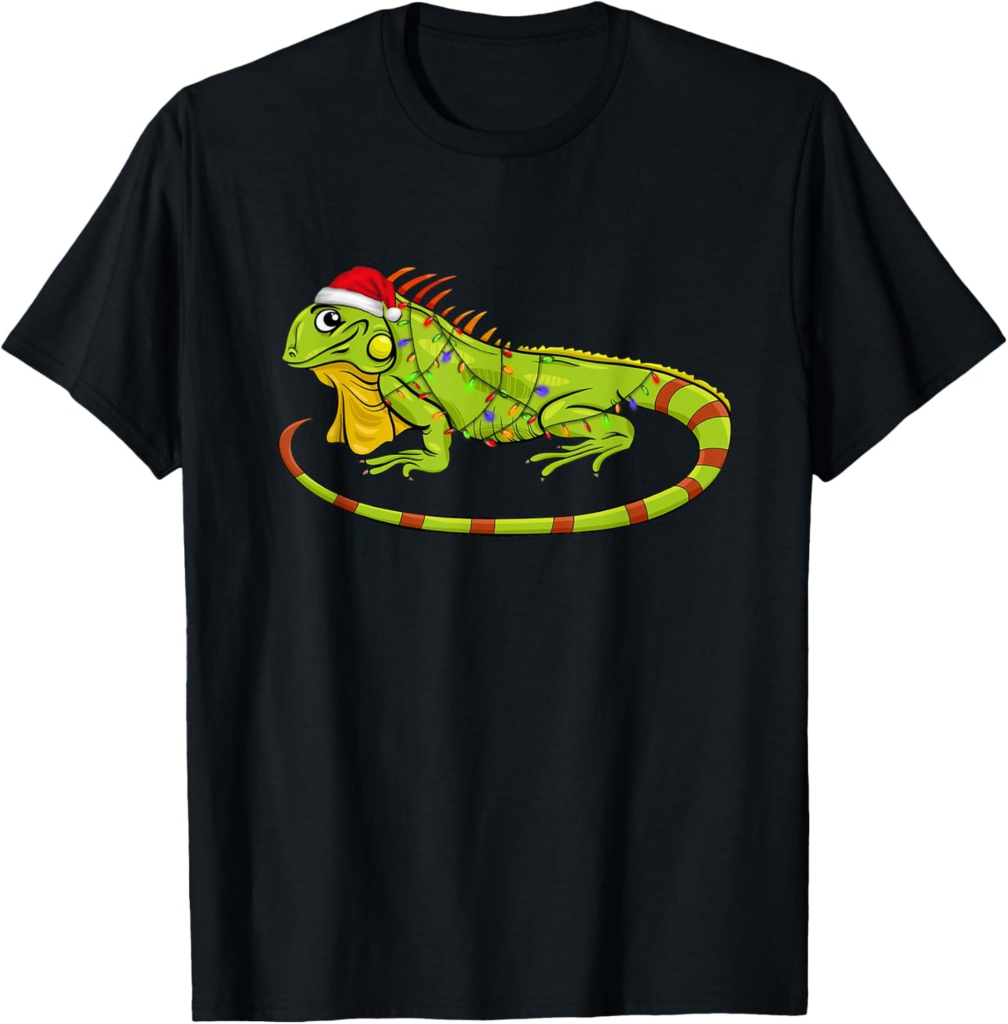 Iguana Christmas Light Sweater Funny Animals Lover Xmas Gift T-Shirt - T-Shirt | Black