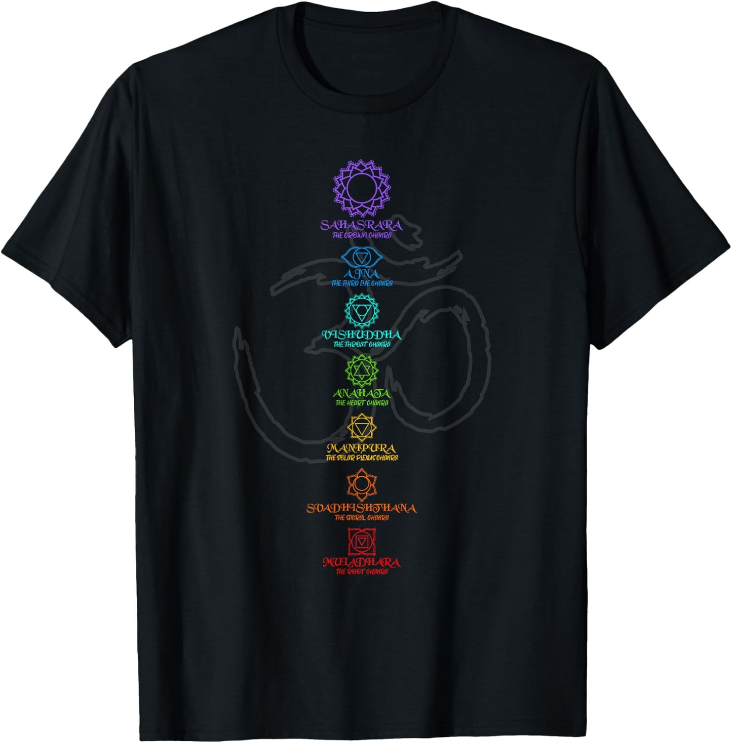 Spirituelle Yoga Shirts Fr Mnner und Frauen Women's Yoga Meditation Spiritual Body Energy Centres Chakra Black Short Sleeve Classic Fit S T-Shirt - T-Shirt | Black