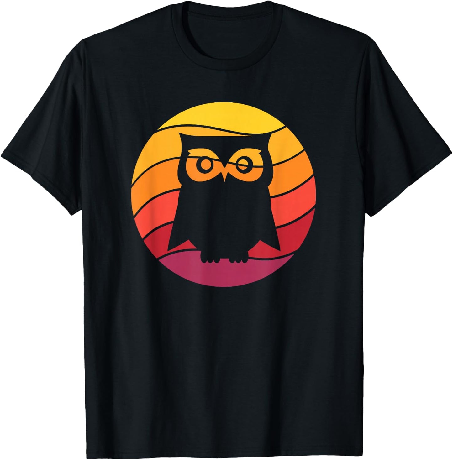 Owl Retro Style Vintage T-Shirt - T-Shirt | Black