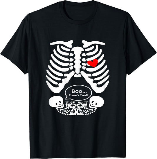 Twins Baby Bump Pregnant Women Mom Mama Announcement Costume T-Shirt - T-Shirt | Black