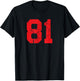 Number #81 Sport Red Distressed Plain Number T-Shirt - T-Shirt | Black