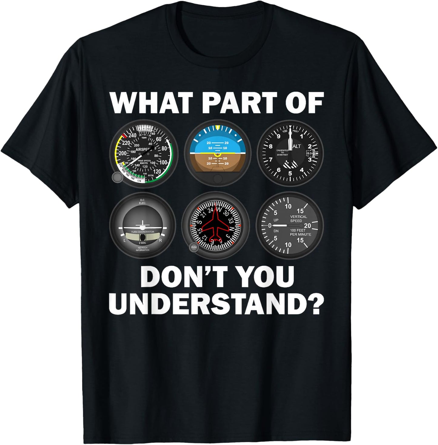 Funny Pilot Art Men Women Aviation Airline Pilot Instruments Small T-Shirt - T-Shirt | Black