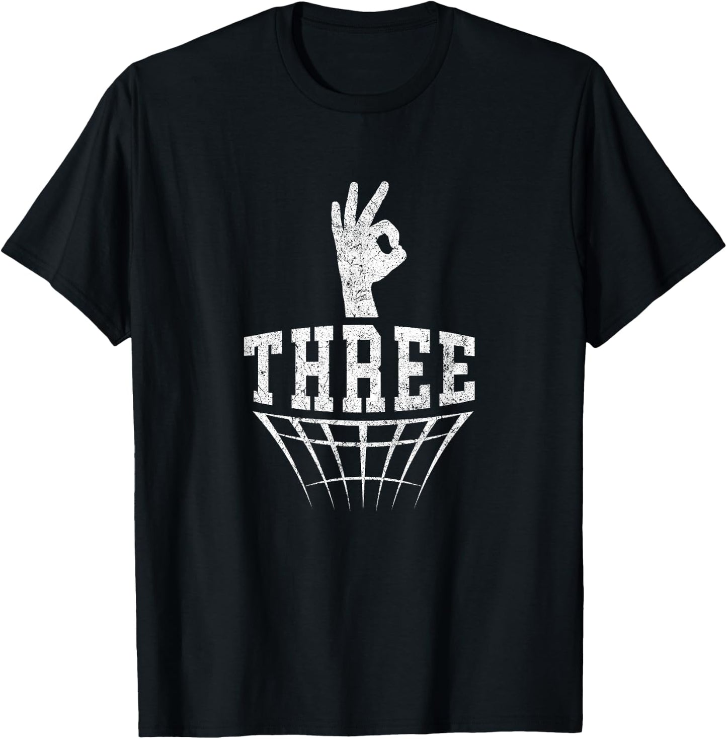 Three Fingers Hand Signal Basketball 3 Point Shot T-Shirt - T-Shirt | Black