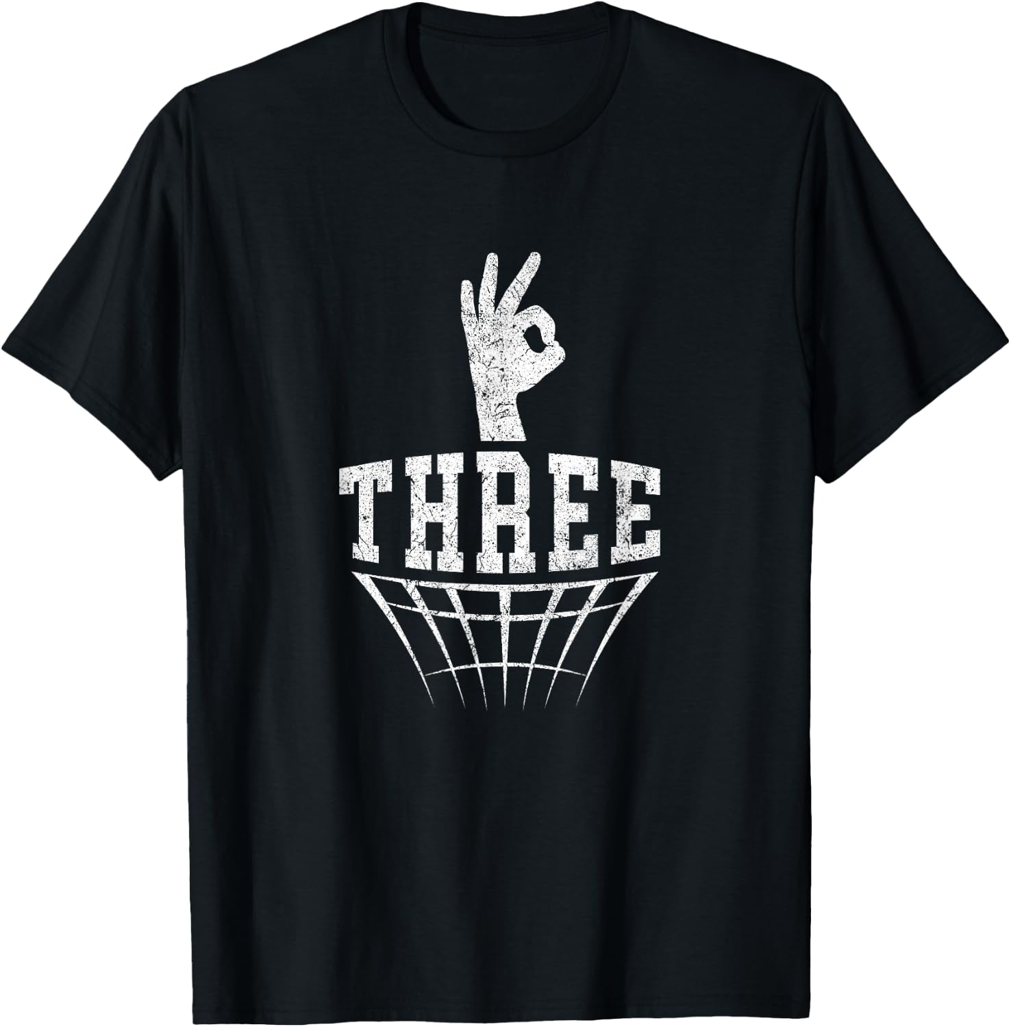 Three Fingers Hand Signal Basketball 3 Point Shot T-Shirt - T-Shirt | Black