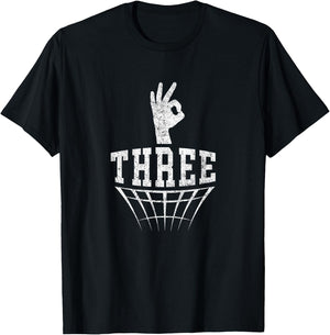 Three Fingers Hand Signal Basketball 3 Point Shot T-Shirt - T-Shirt | Black