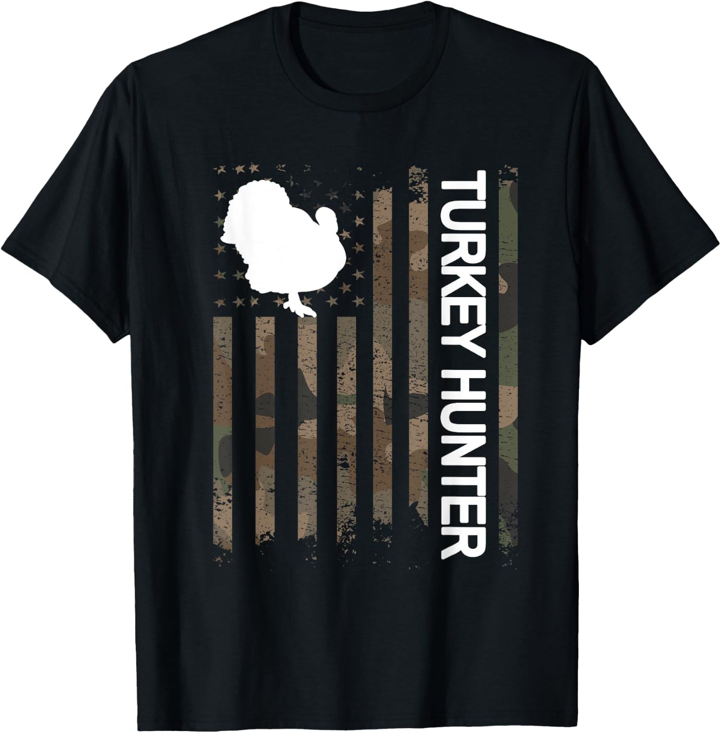 Turkey Hunter American Flag Turkey Hunting Lover Men T-Shirt - T-Shirt | Black