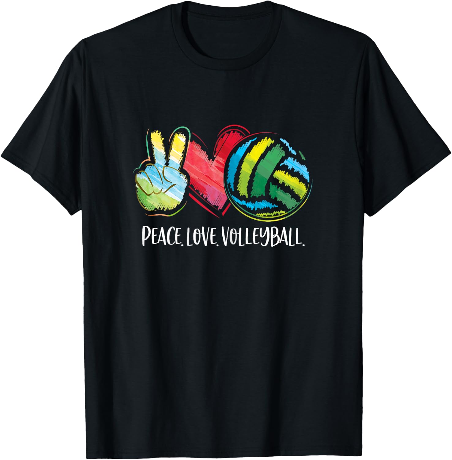 Volleyball Player Women Peace Love Volleyball T-Shirt - T-Shirt | Black