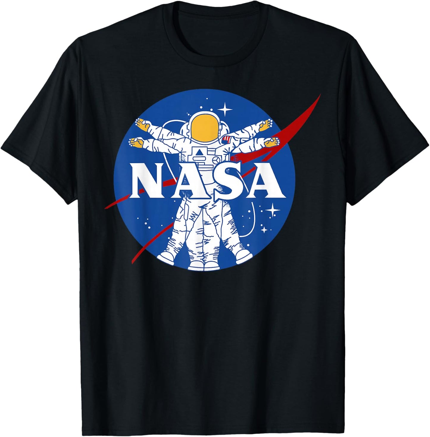 NASA Astronaut Vitruvian Man Style Logo T-Shirt - T-Shirt | Black