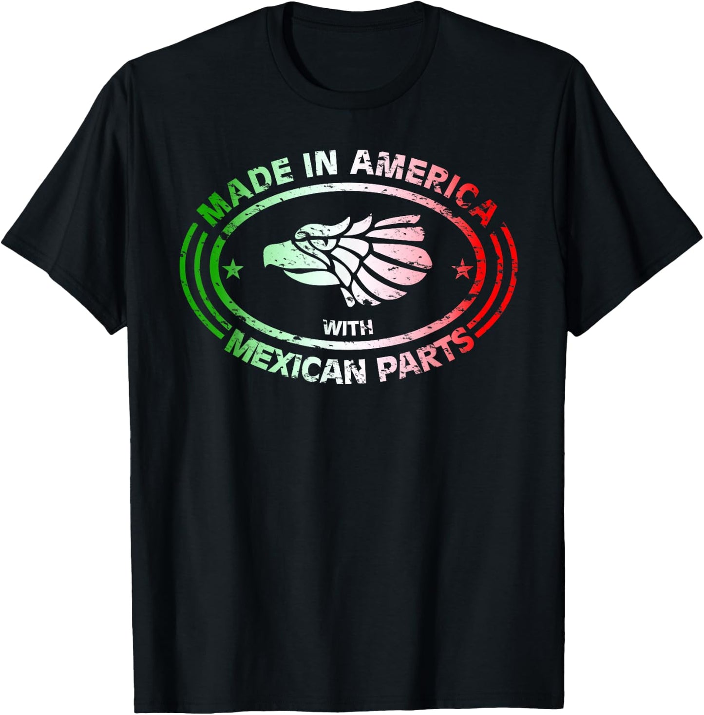 Made in America with Mexican Parts, American Pride Shirt T-Shirt - T-Shirt | Black