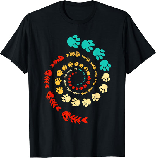 Fibonacci Cat Paw or Golden Ratio and Spiral or Fibonacci T-Shirt - T-Shirt | Black