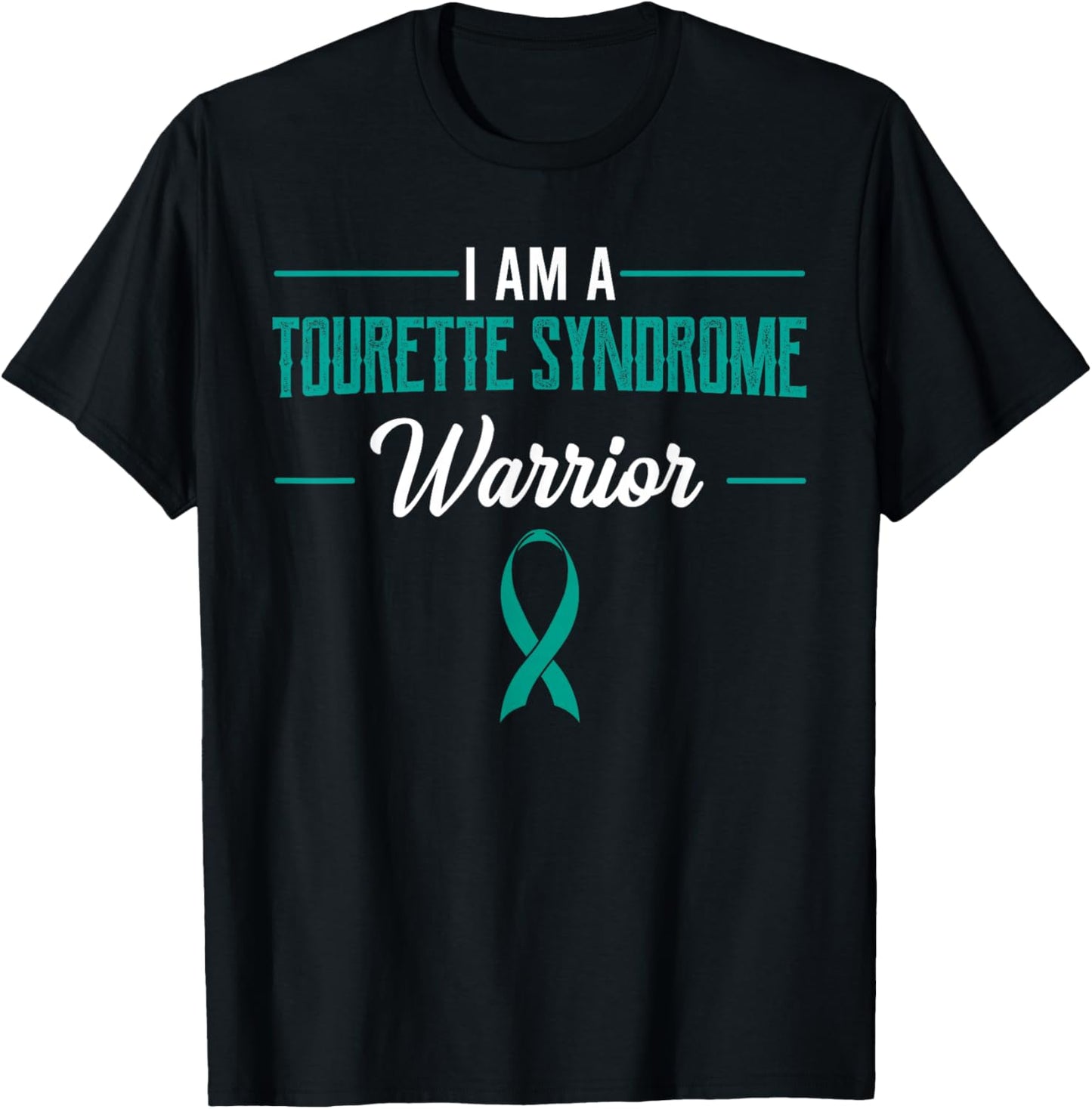 Tourette Syndrome Warrior Teal Ribbon Coprolalia Gift T-Shirt - T-Shirt | Black