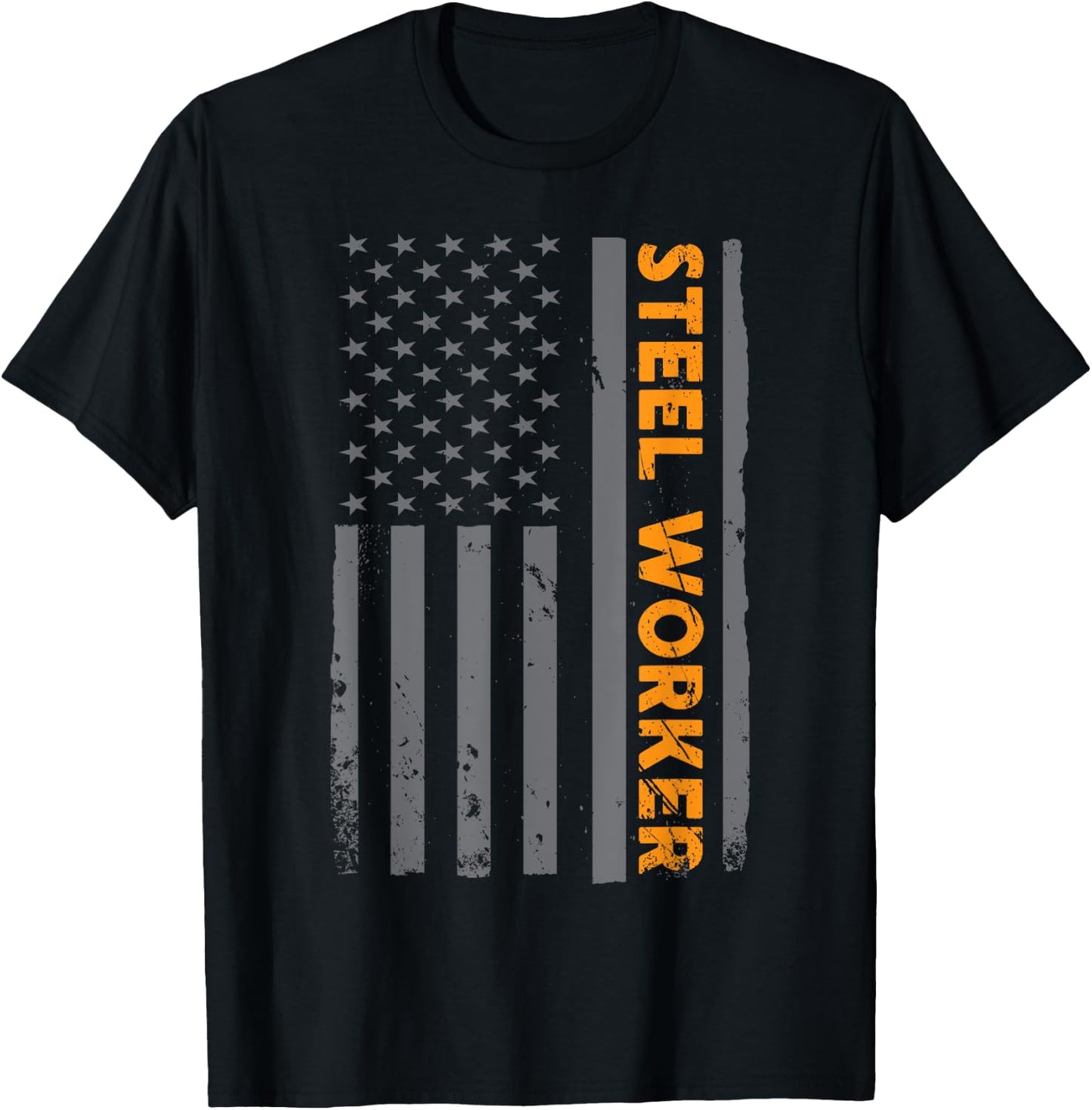 Steel Worker Patriotic Flag American Patriotic Ironwork Love Women Men T-Shirt - T-Shirt | Black
