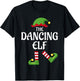 Dancing Elf Family Matching Group Christmas Party T-Shirt - T-Shirt | Black