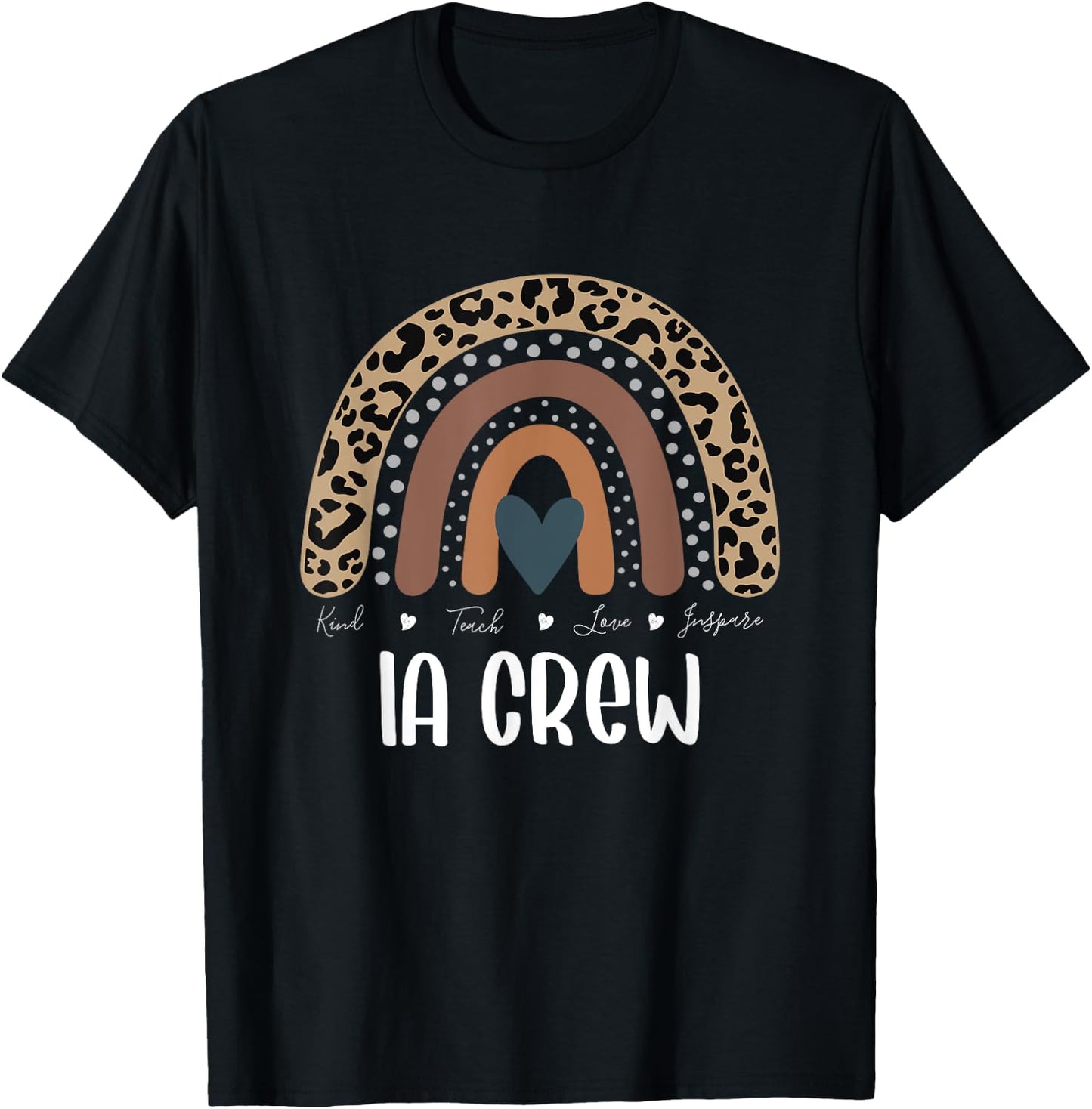Leopard Rainbow Teacher Student, IA Crew T-Shirt - T-Shirt | Black