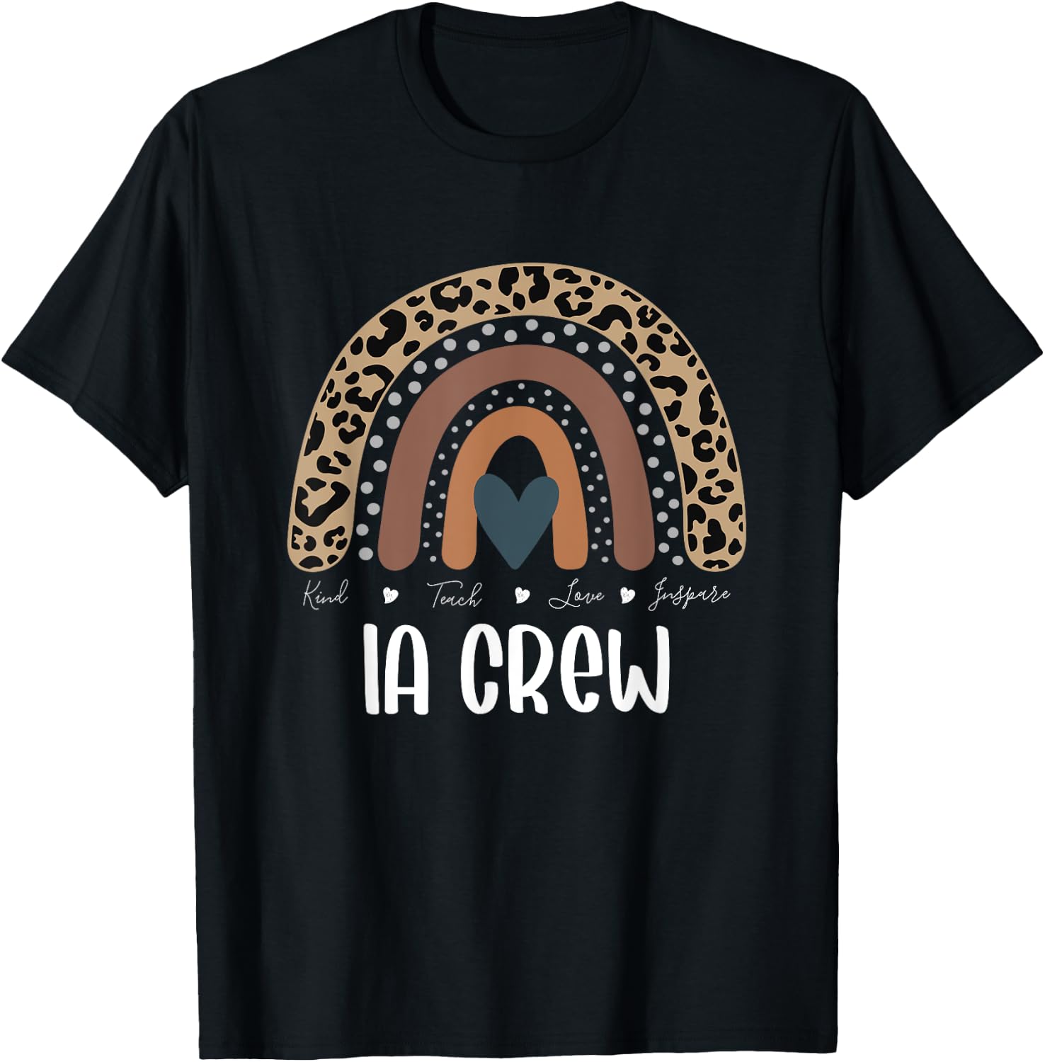 Leopard Rainbow Teacher Student, IA Crew T-Shirt - T-Shirt | Black