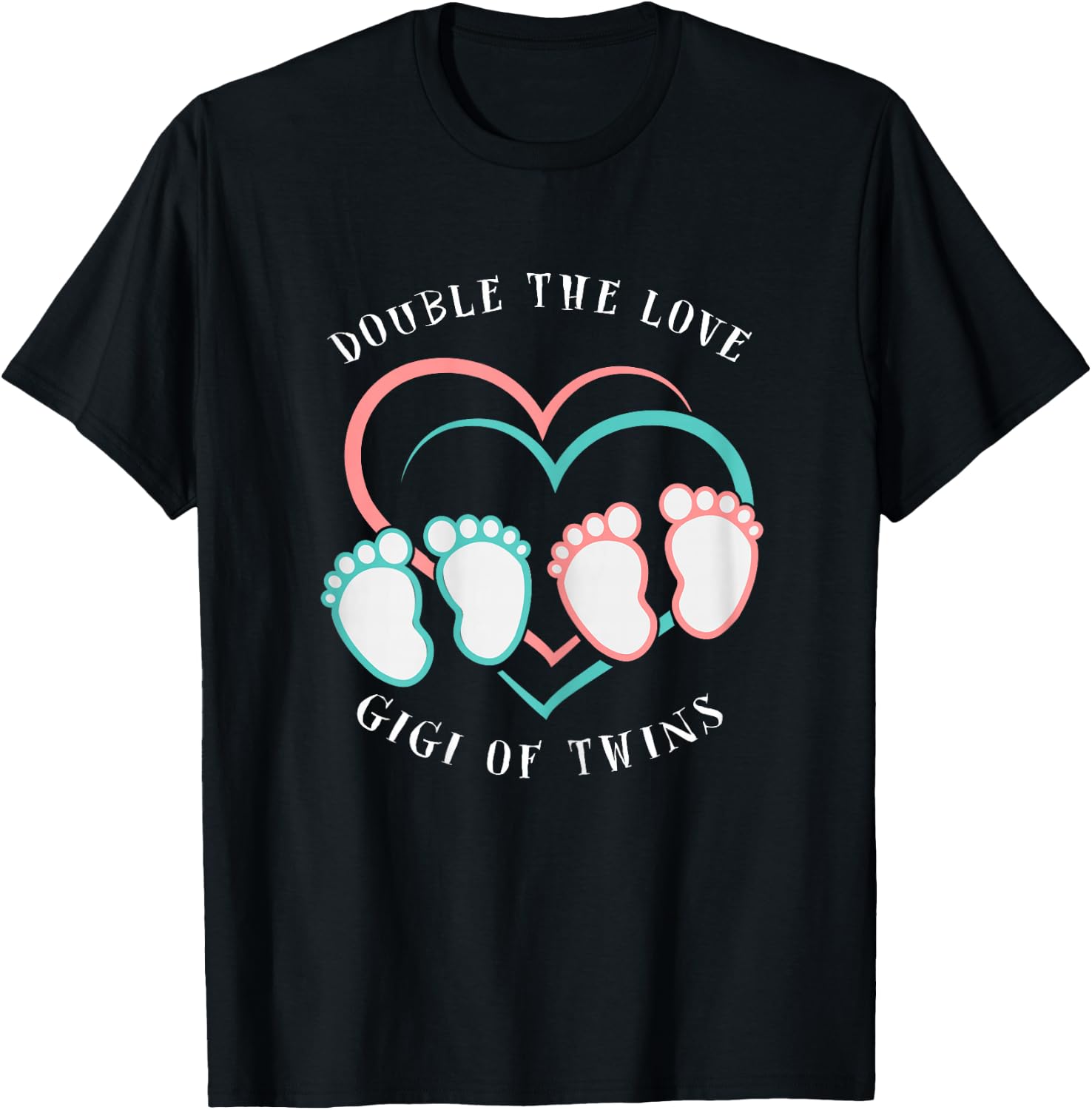 Double The Love New Gigi Grandma of Twins T-Shirt - T-Shirt | Black