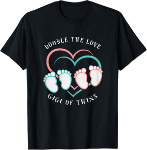 Double The Love New Gigi Grandma of Twins T-Shirt - T-Shirt | Black