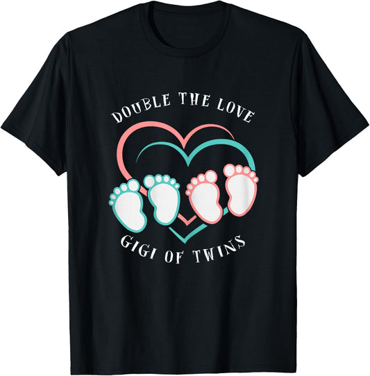 Double The Love New Gigi Grandma of Twins T-Shirt - T-Shirt | Black