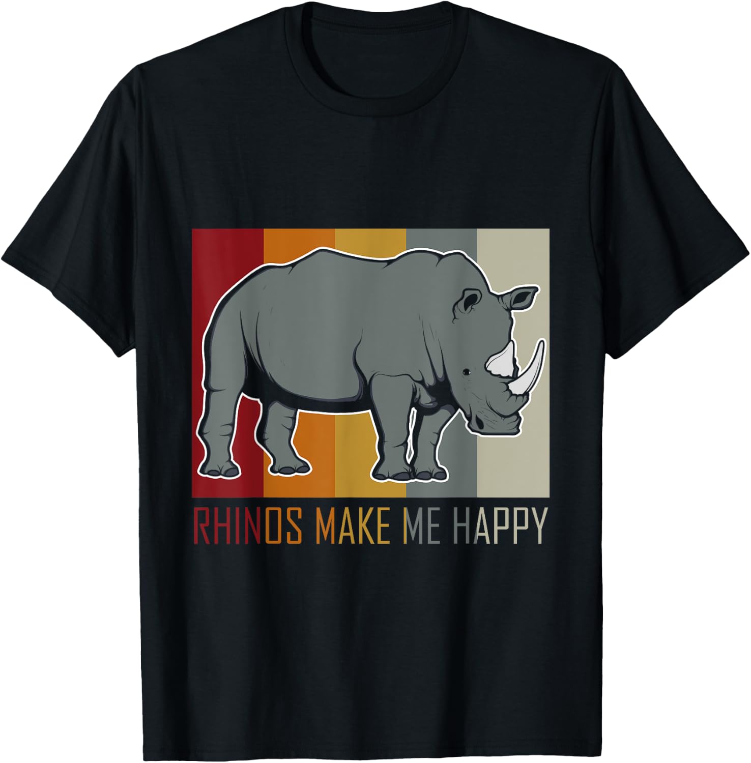 Rhinos Make Me Happy Rhino T-Shirt - T-Shirt | Black