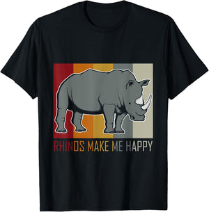 Rhinos Make Me Happy Rhino T-Shirt - T-Shirt | Black
