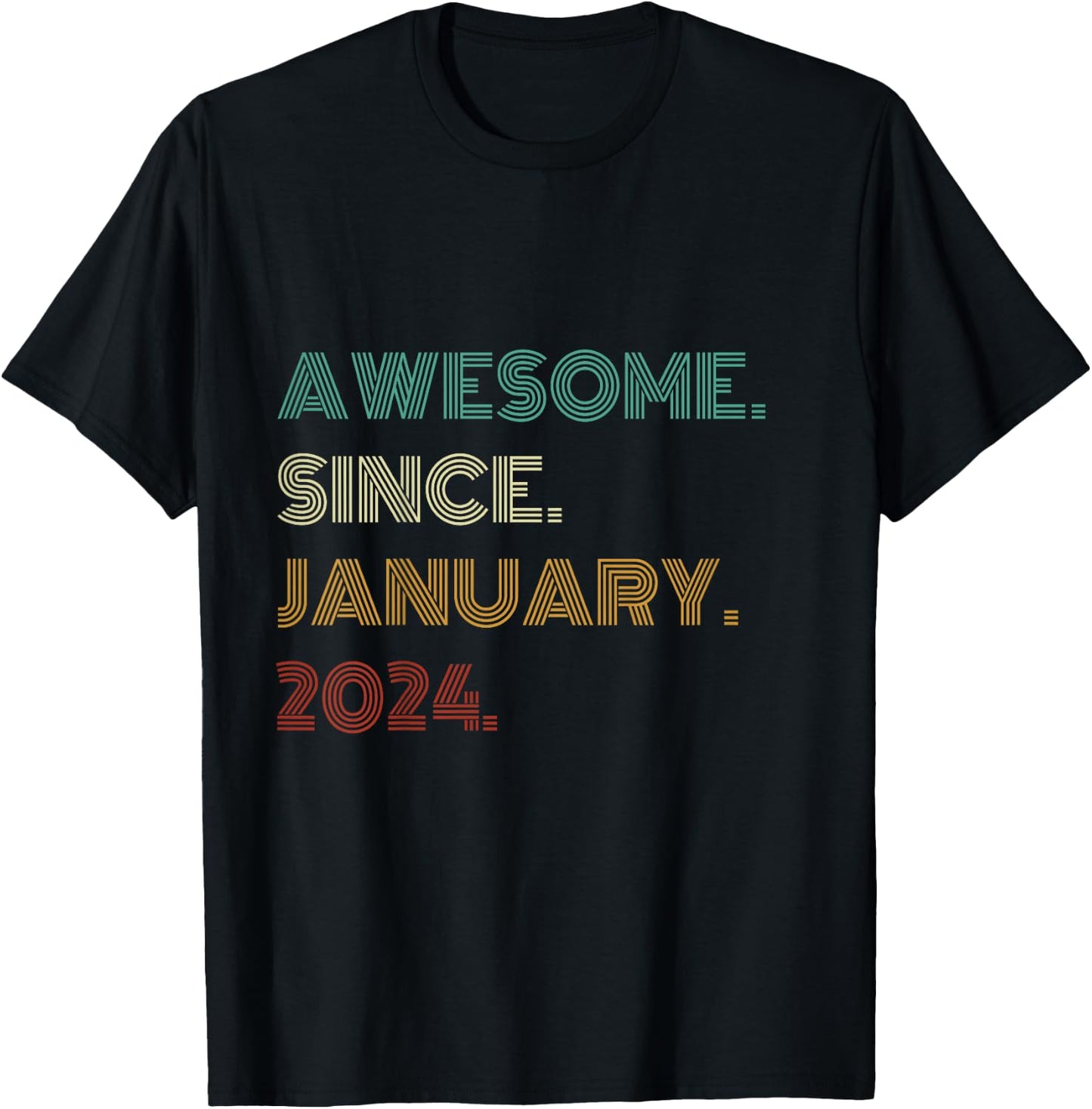 Kids 2 Years Old Awesome Since January 2024 2nd Birthday T-Shirt - T-Shirt | Black