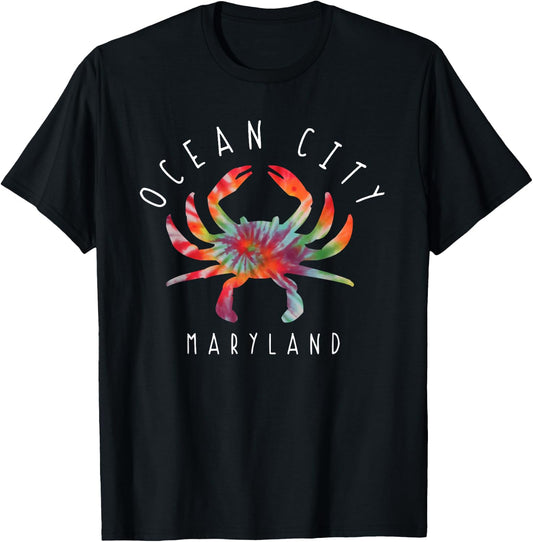 Ocean City Maryland Crab Tie Dye Summer Vacation T-Shirt - T-Shirt | Black