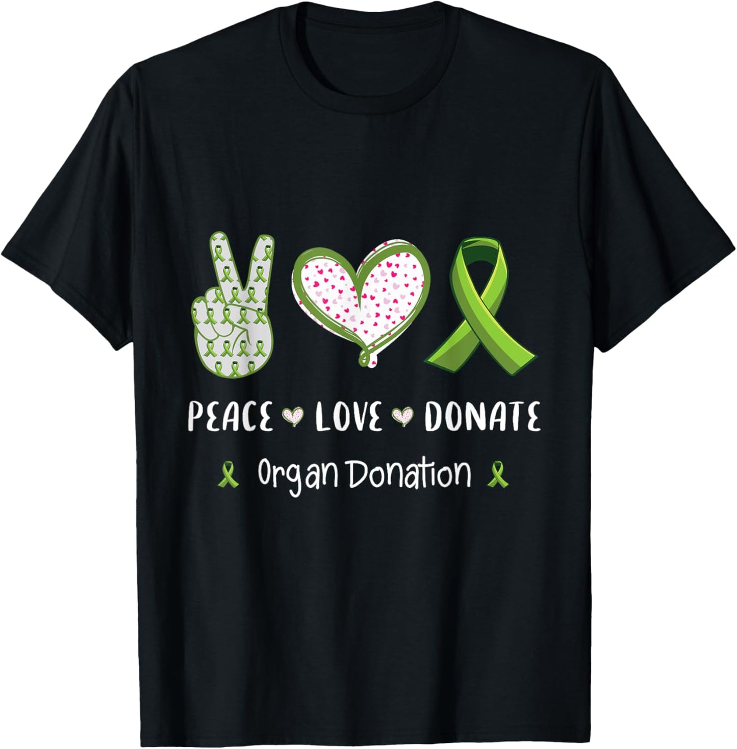 Peace Love cure Organ donation awareness men women kids T-Shirt - T-Shirt | Black