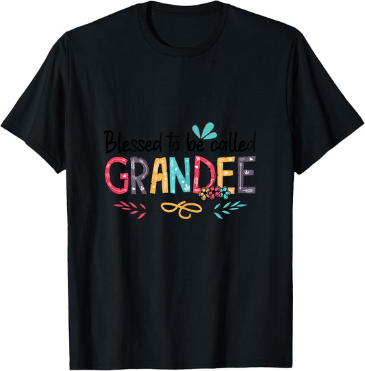 Blessed To Be Called Grandee Funny Mom Mother's Day T-Shirt - T-Shirt | Black