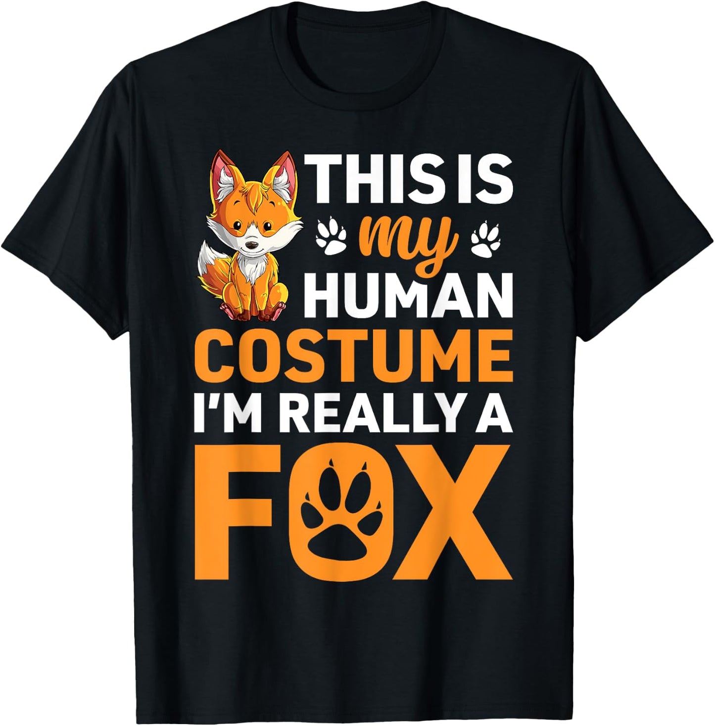 This Is My Human Costume I'm Really A Fox Funny Boys Girls T-Shirt - T-Shirt | Black