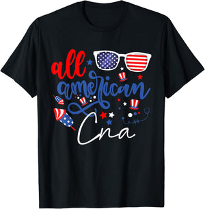 All American CNA 4th of July Certified Nursing Assistants T-Shirt - T-Shirt | Black