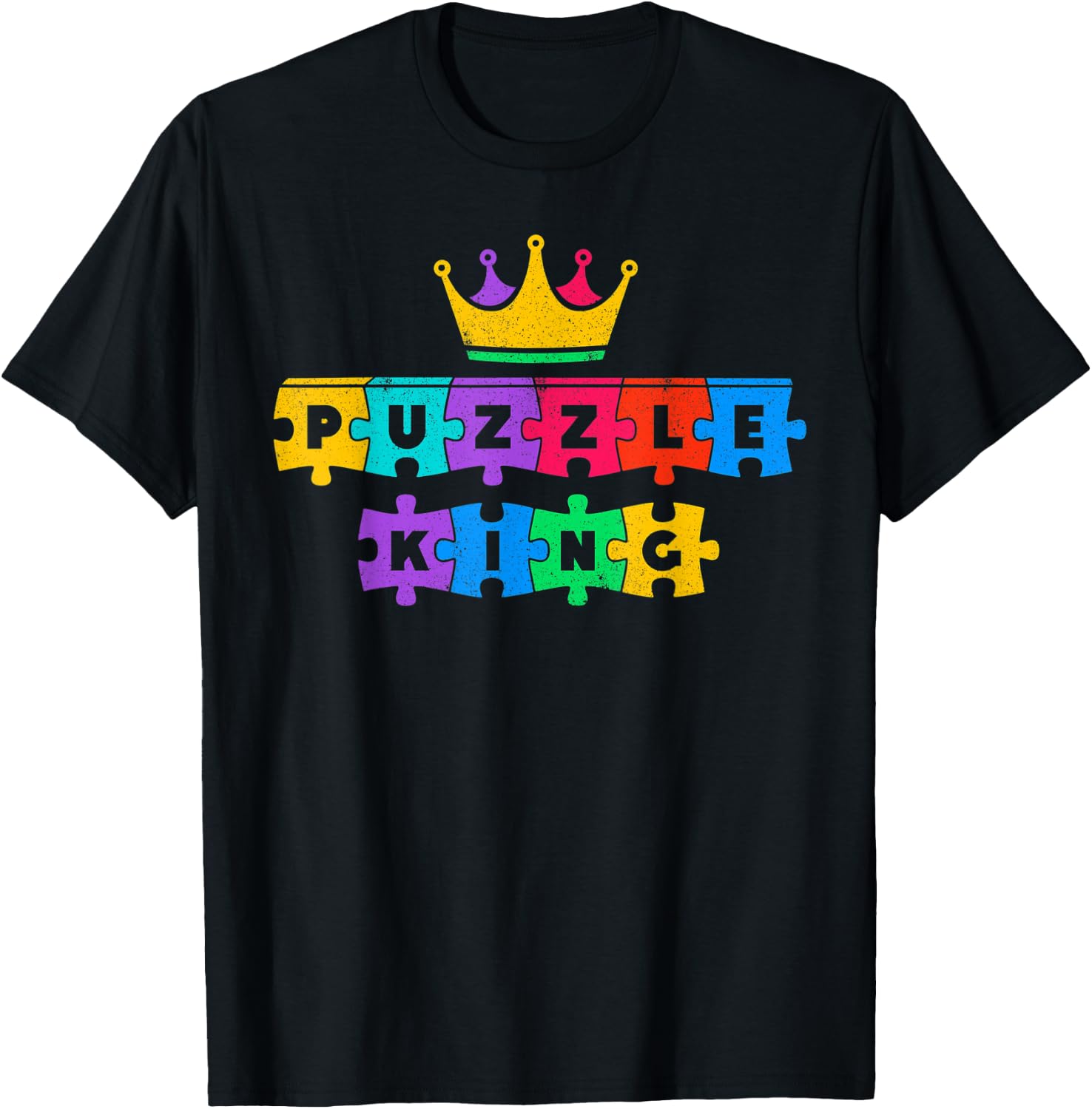 Puzzle King Funny Puzzle Lover Puzzling Enthusiast T-Shirt - T-Shirt | Black