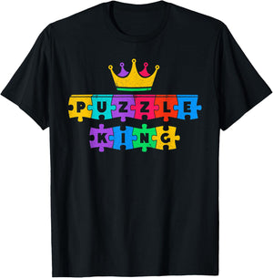 Puzzle King Funny Puzzle Lover Puzzling Enthusiast T-Shirt - T-Shirt | Black