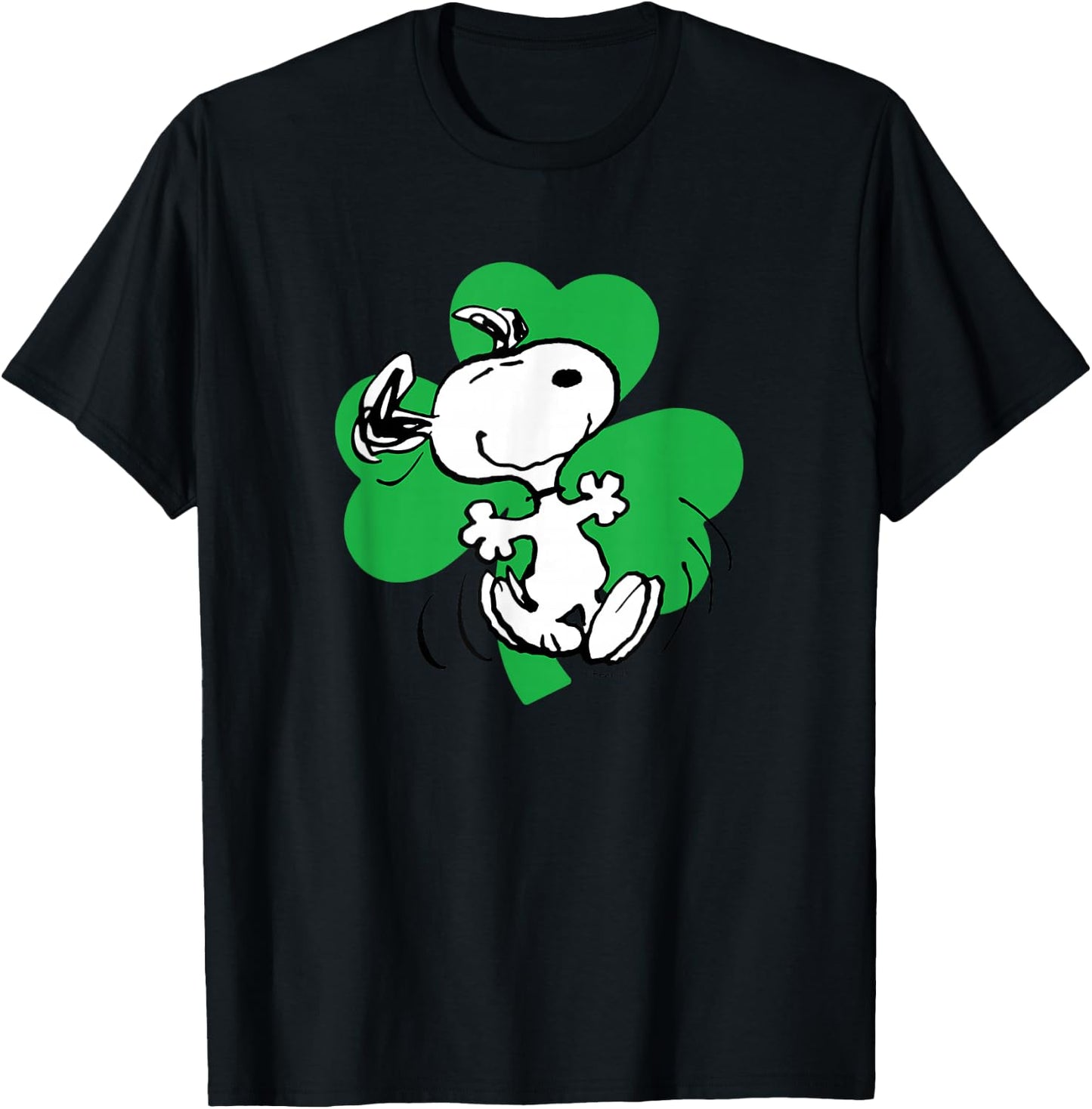 Peanuts - St.Patricks - Dancing Snoopy Shamrock T-Shirt - T-Shirt | Black