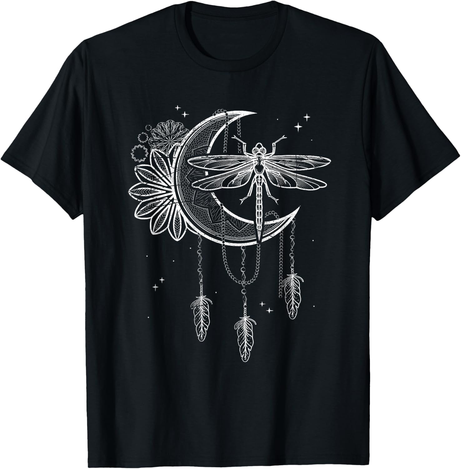 Dreamcatcher Blackcraft Wiccan Witch Dragonfly Pagan Occult T-Shirt - T-Shirt | Black