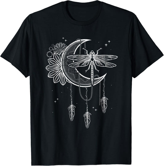 Dreamcatcher Blackcraft Wiccan Witch Dragonfly Pagan Occult T-Shirt - T-Shirt | Black
