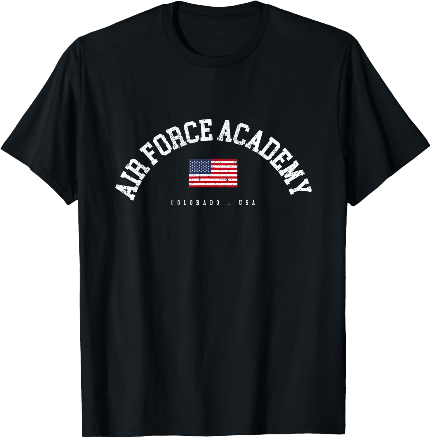 Air Force Academy CO American Flag USA City Name T-Shirt - T-Shirt | Black