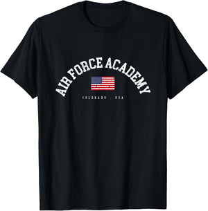Air Force Academy CO American Flag USA City Name T-Shirt - T-Shirt | Black