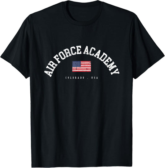 Air Force Academy CO American Flag USA City Name T-Shirt - T-Shirt | Black