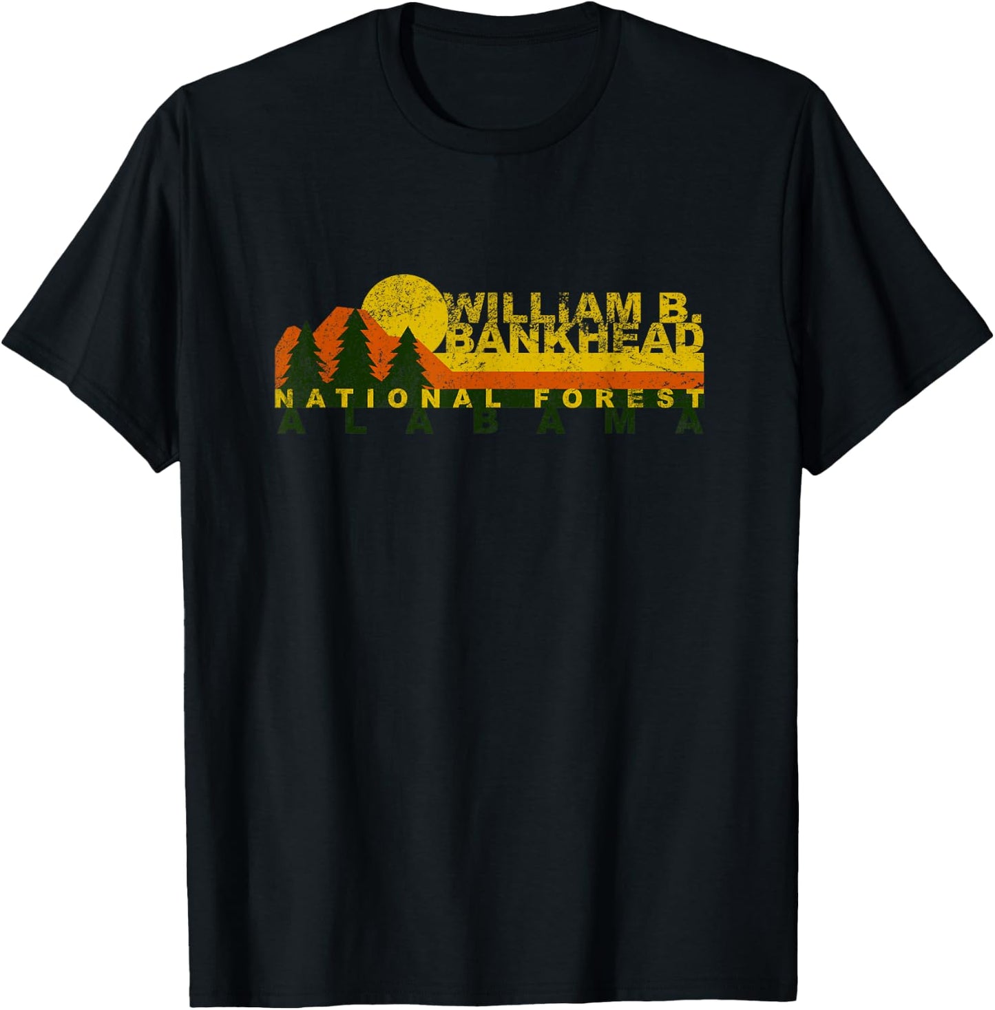 William B. Bankhead National Forest Vintage Retro T-Shirt - T-Shirt | Black