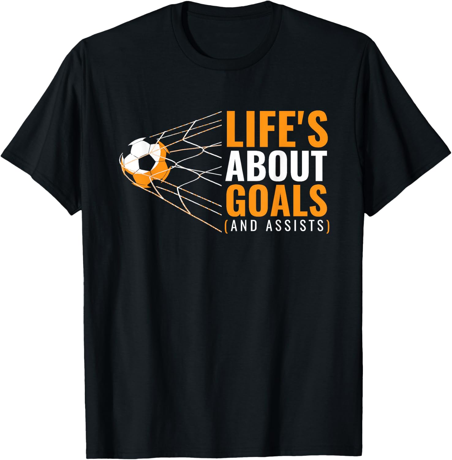 Life’s About Goals and Assists Funny Quote Youth Soccer T-Shirt - T-Shirt | Black