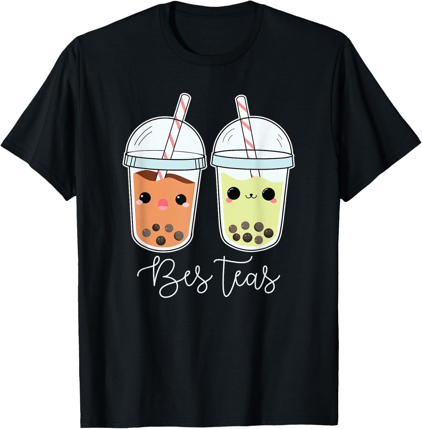 Bes Teas Best Friends Besties Boba Tea Bubble Tea Gift T-Shirt - T-Shirt | Black