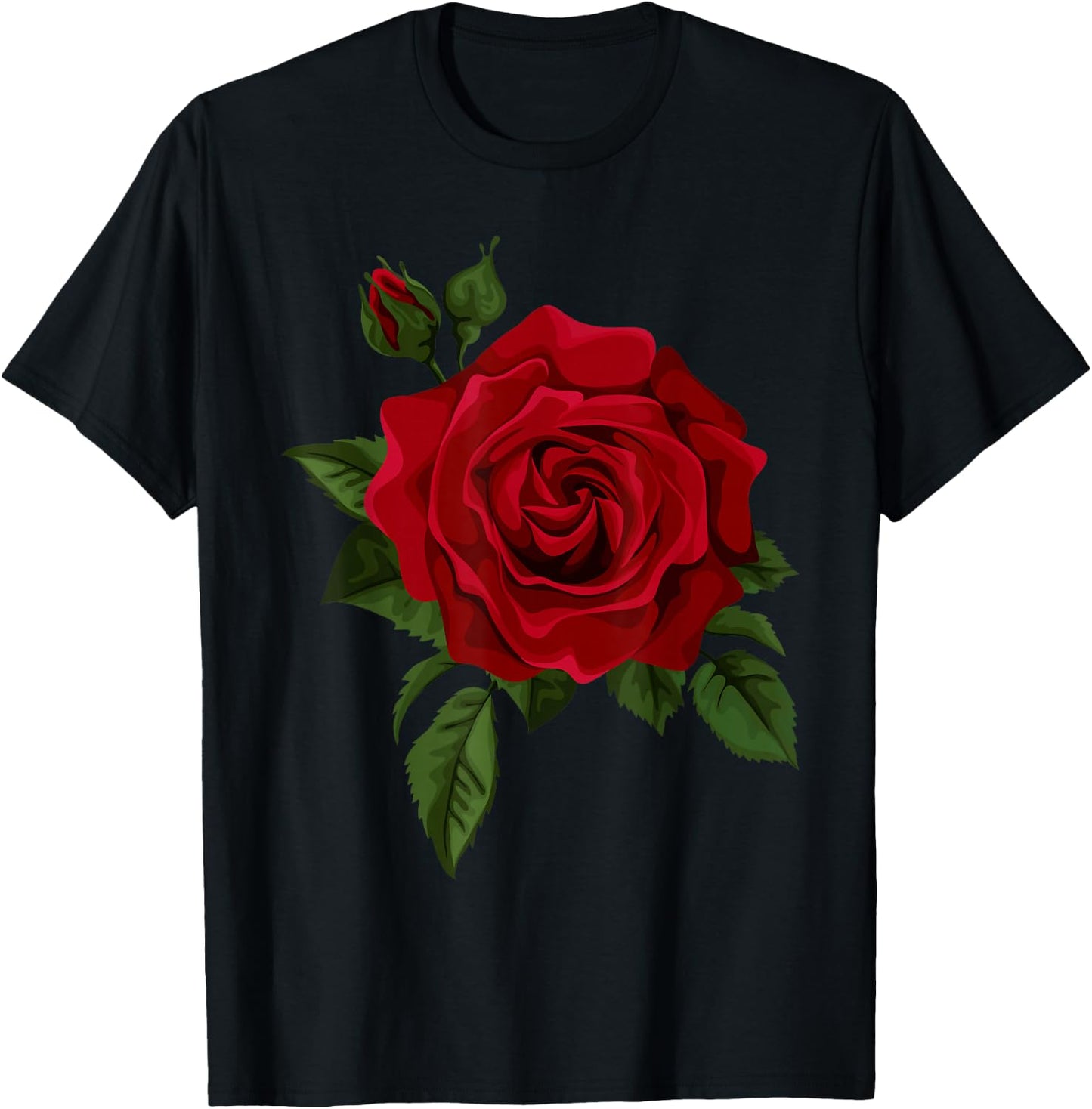 Single Red Roses Flower of Cute Red Roses Flower Gardening T-Shirt - T-Shirt | Black