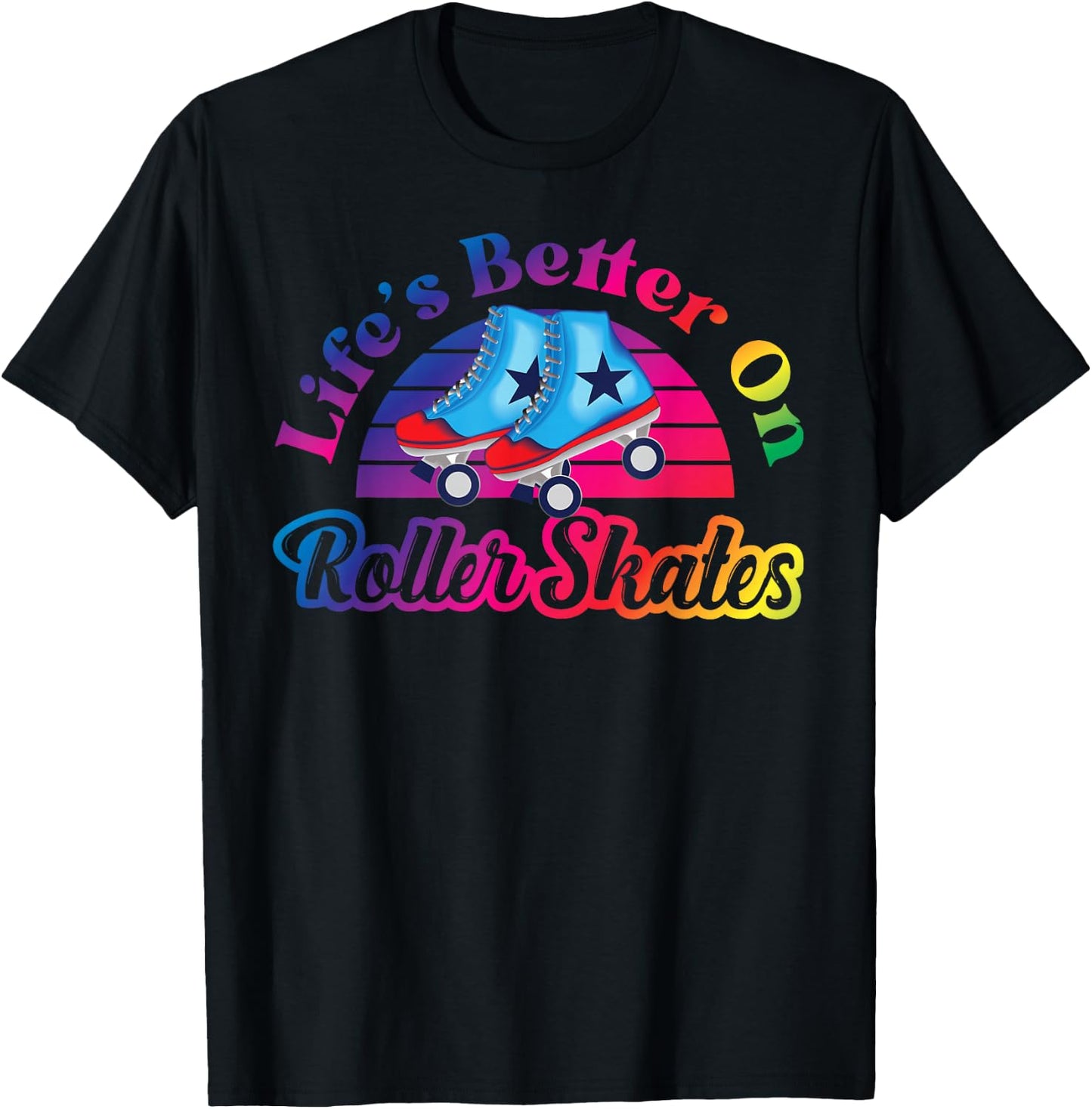 Cool Roller Skating Skate Girl 1970S Retro T-Shirt - T-Shirt | Black