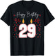 Candle 29 Birthday Party Decoration Wishes Candlelight Cake T-Shirt - T-Shirt | Black